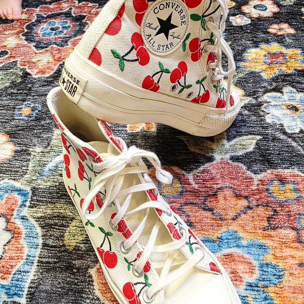 Converse Chuck Taylor All Star Platform Cherry High Top Sneakers Size 7 Cute - Picture 6 of 13